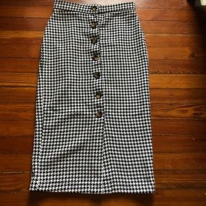 SHEIN Houndstooth button through pencil Skirt